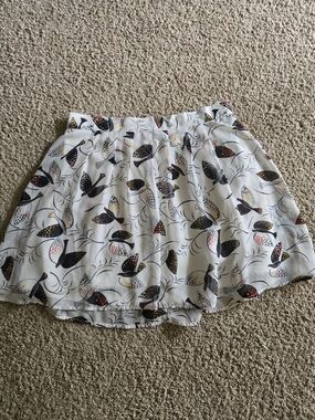 Old Navy White Floral Circle Skirt with Black and Multicolor Petal Print